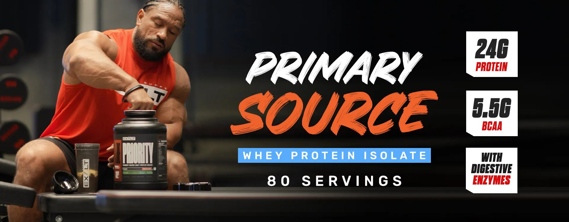 Exalt Priority whey protein campaign