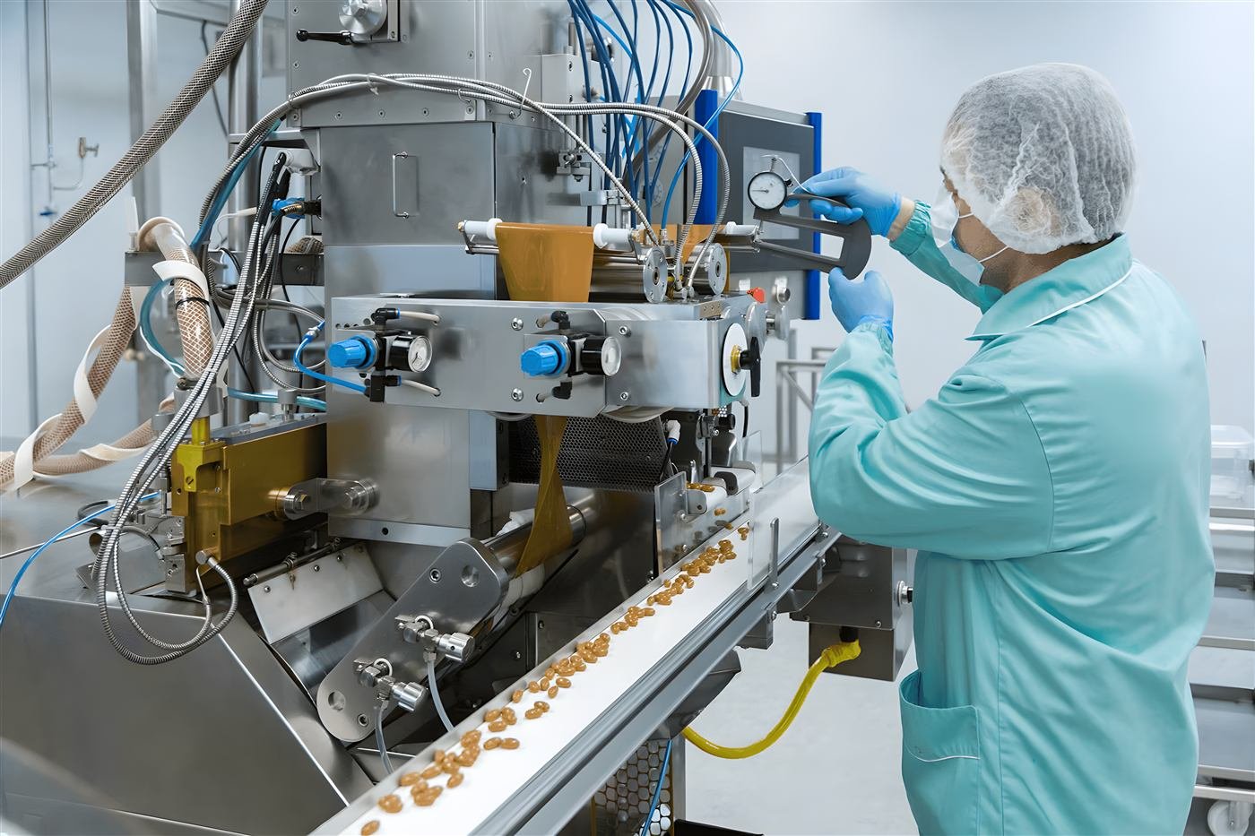 Nutragenix production team operating supplement manufacturing equipment